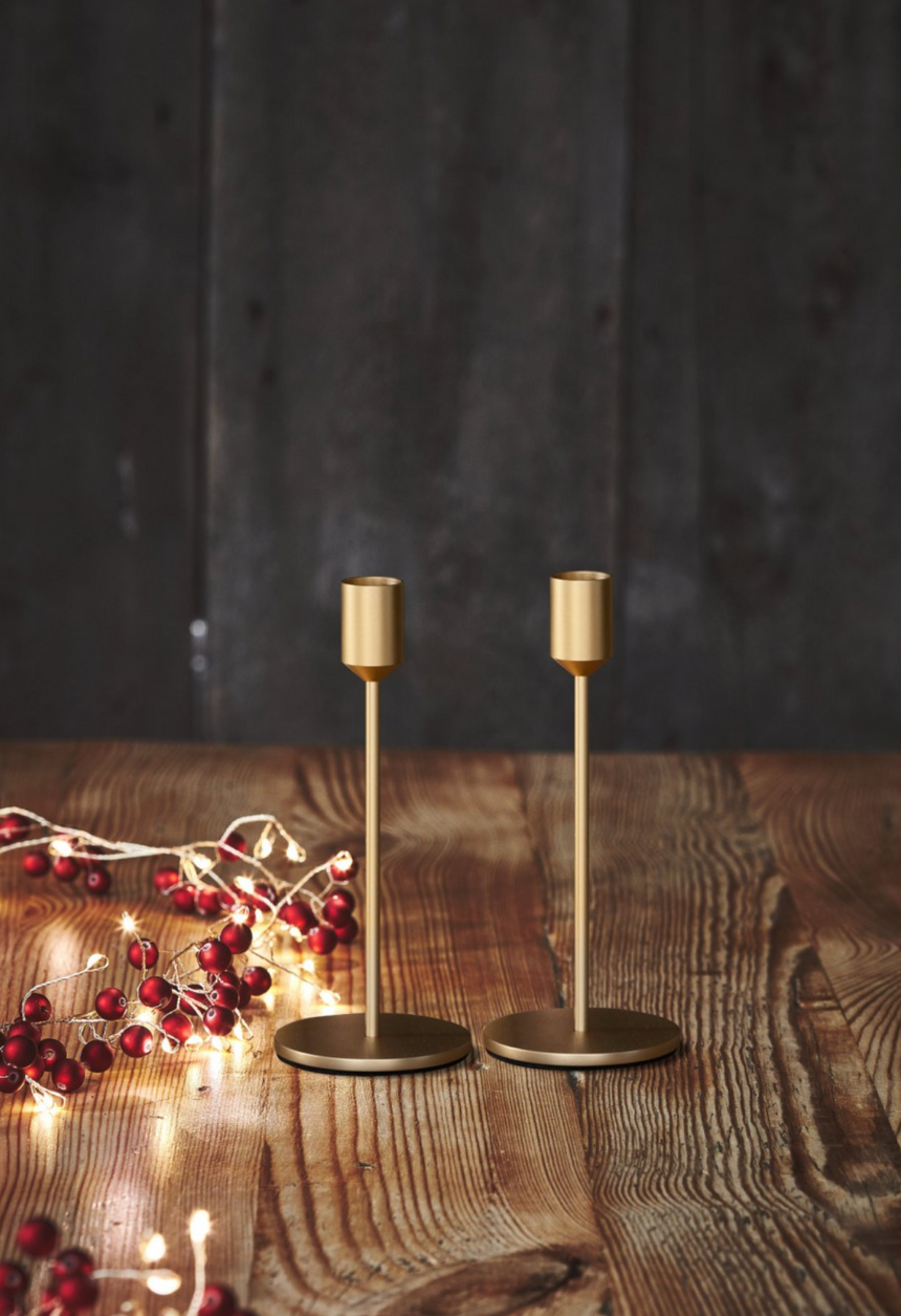 Candle Holder, Matt Gold ( Set Of 2 )