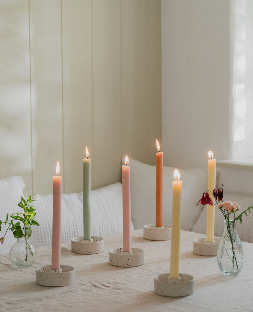 St Eval Stone Speckled Candle Holder
