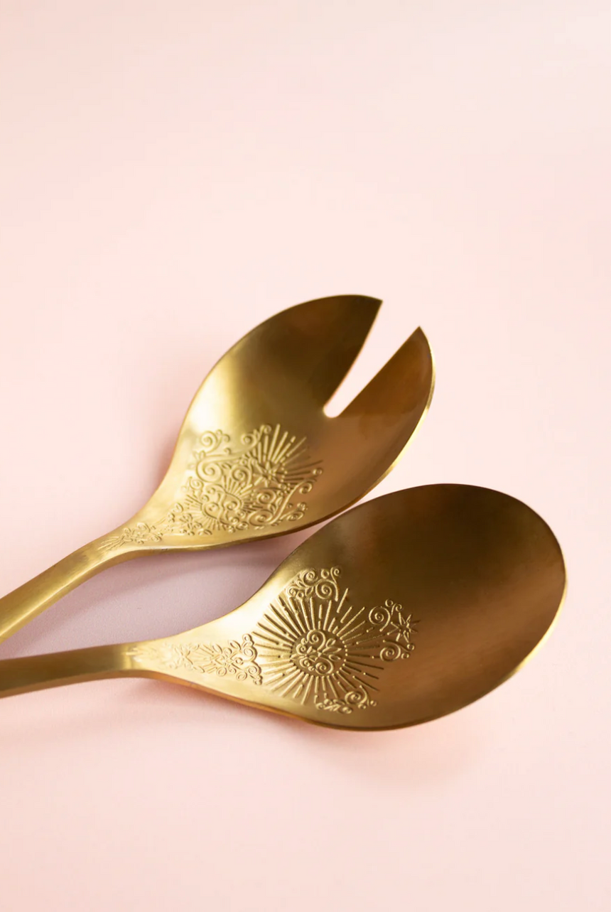 Yvonne Ellen Gold Salad Servers