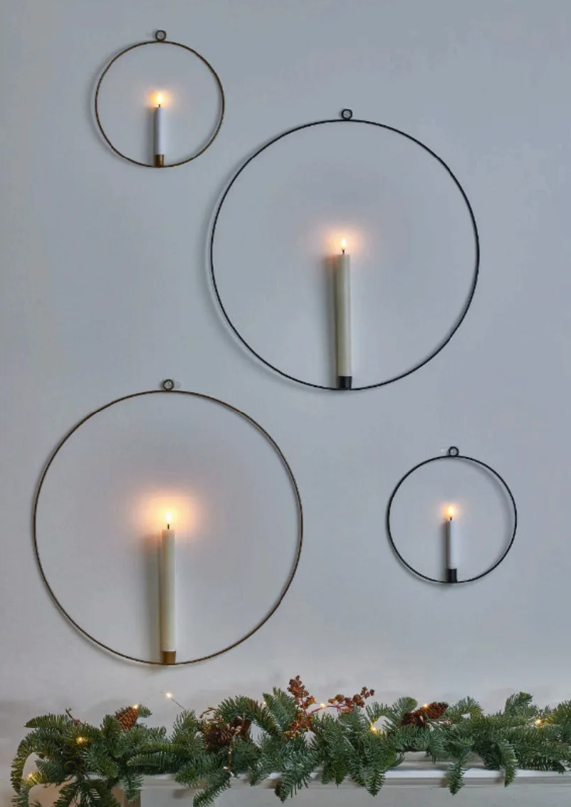 LED Hanging Candle Ring, Black