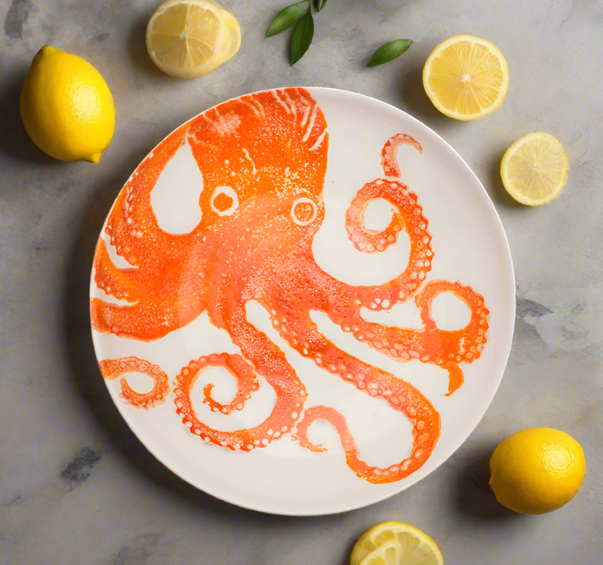 Bliss Home Supper Bowl, Orange Octopus