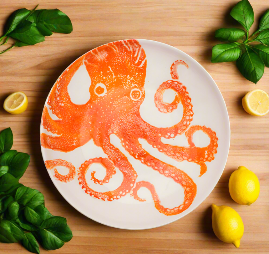 Bliss Home Supper Bowl, Orange Octopus