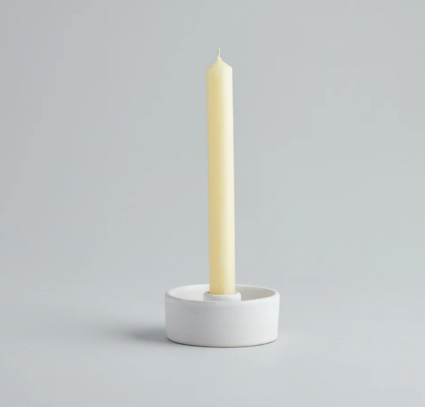 St Eval White Speckled candle holder