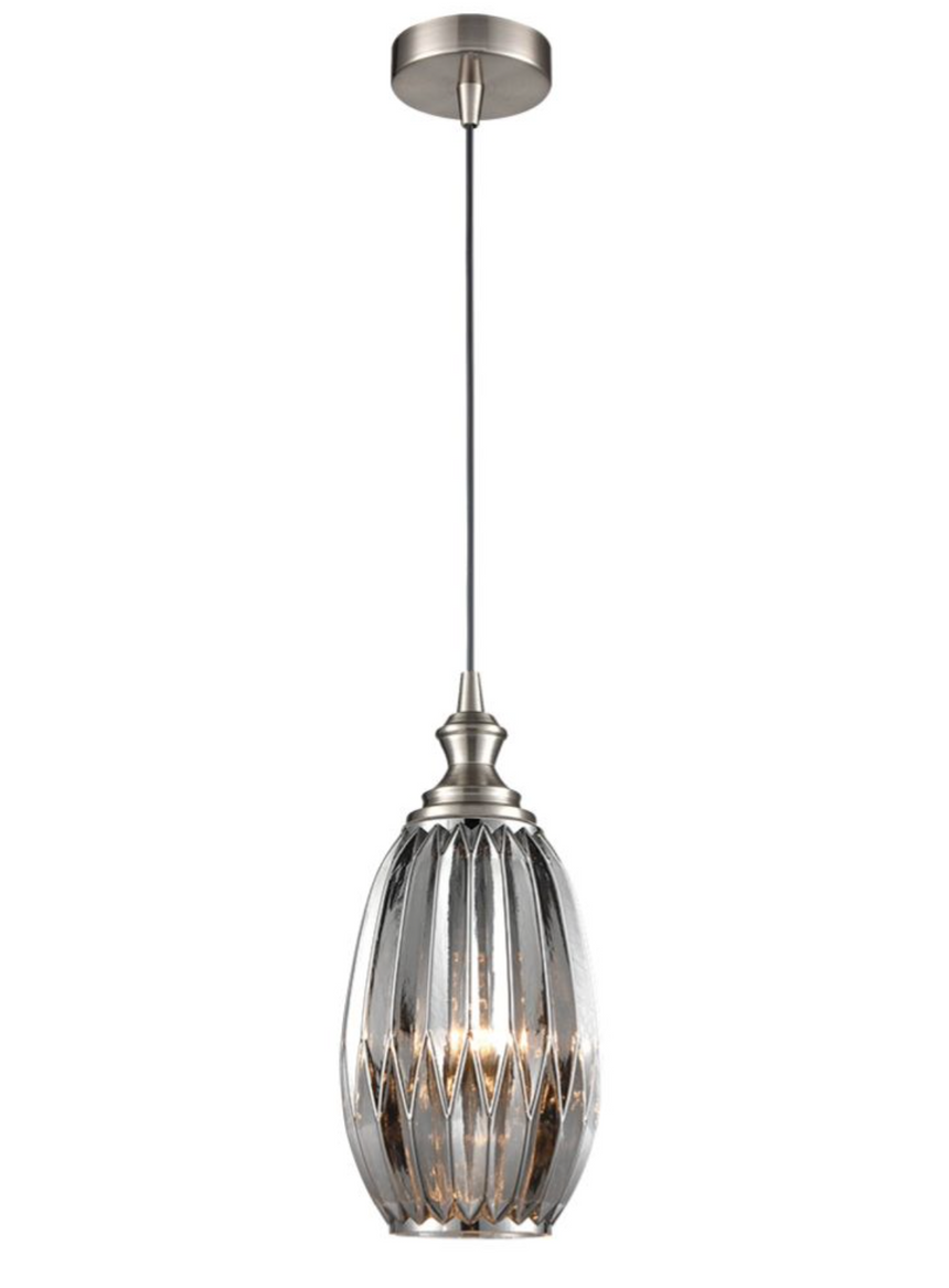 Refract Oval Glass Pendant, Smoke