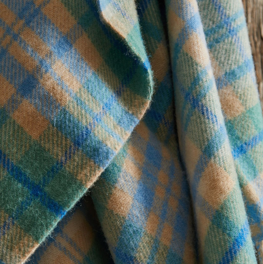 Tweedmill Cottage Check Pure New Wool Throw, Blue