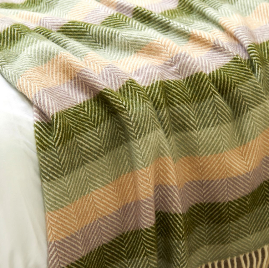 Tweedmill Pure New Wool Throw,Stripe Botanical