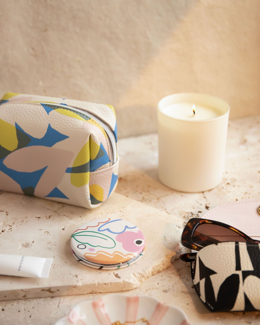 Caroline Gardner Mini Cube Cosmetic Bag, Confetti Hearts