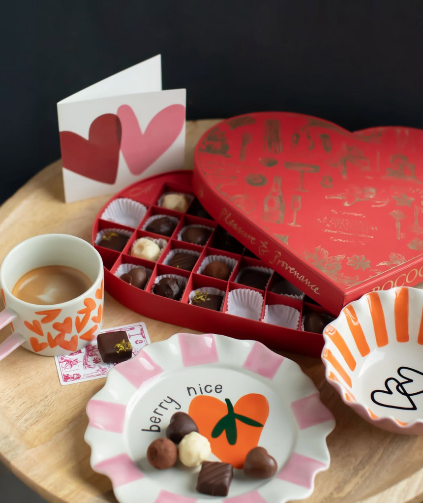 Caroline Gardner Ceramic Mug, Orange Hearts