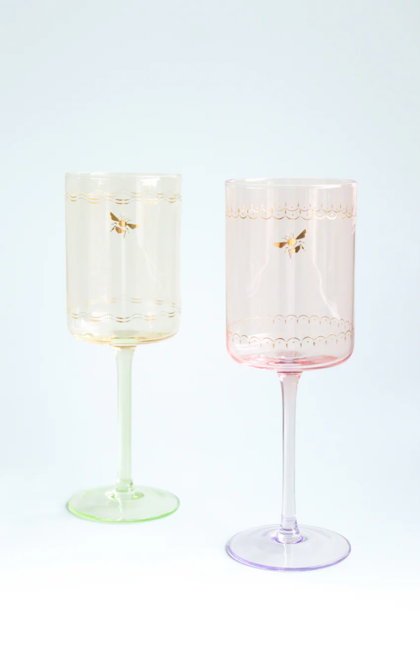 Yvonne Ellen Bee Wine Glasses, ( Set Of Two )