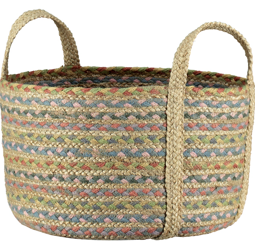 The Braided Rug Company Small Jute Basket,Pastel Fairisle