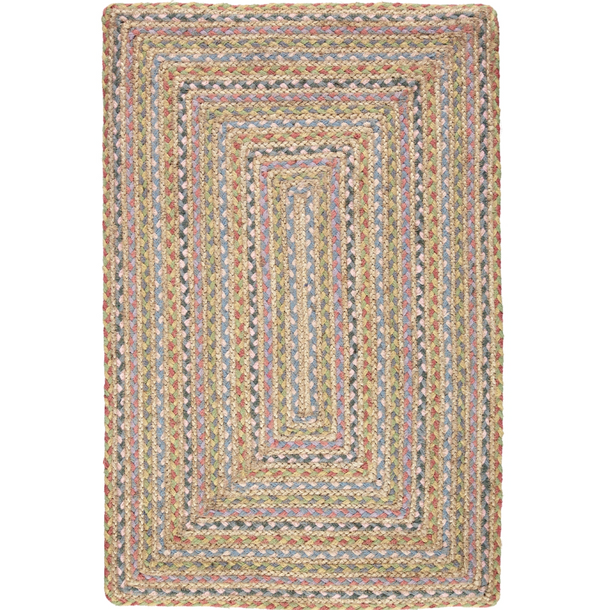 The Braided Rug Company Rectangle Jute Rug, Pastel Fairisle