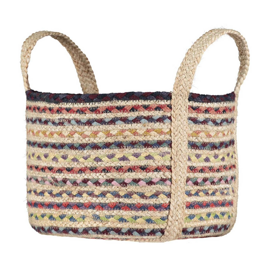 The Braided Rug Company Small Jute Basket, Fairisle