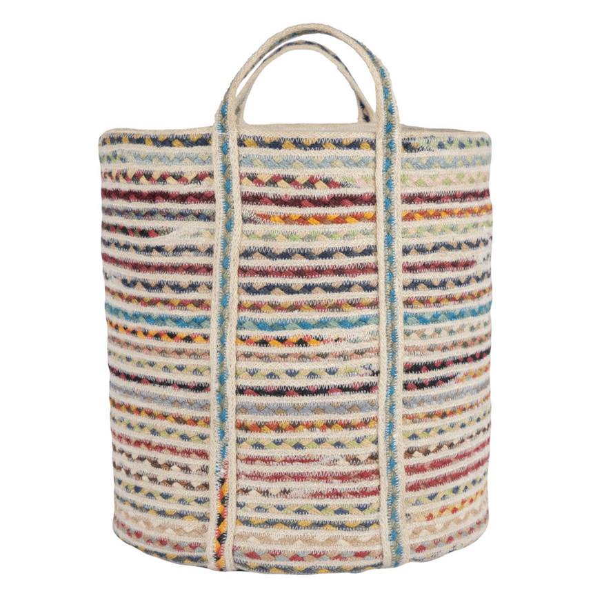 The Braided Rug Company Slouchy Jute Basket, Multi