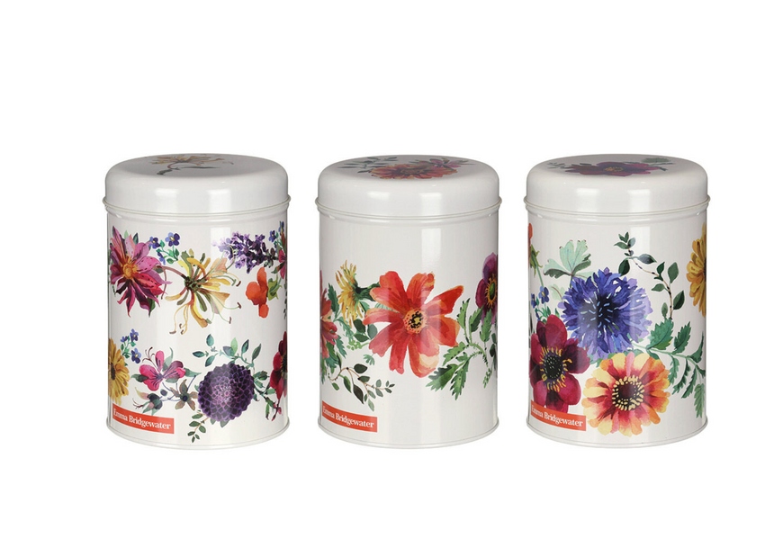 Emma Bridgewater Round Storage Canisters, Garden Flowers (Set Of 3)