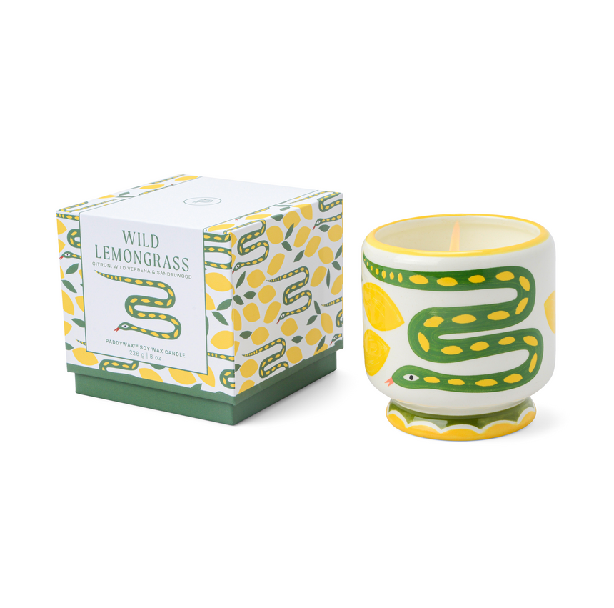 Paddywax A Dopo Snake Ceramic Scented Candle , Wild Lemongrass