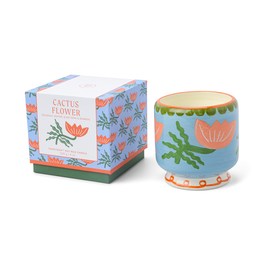 Paddywax A Dopo Flower Ceramic Scented  Candle, Cactus Flower