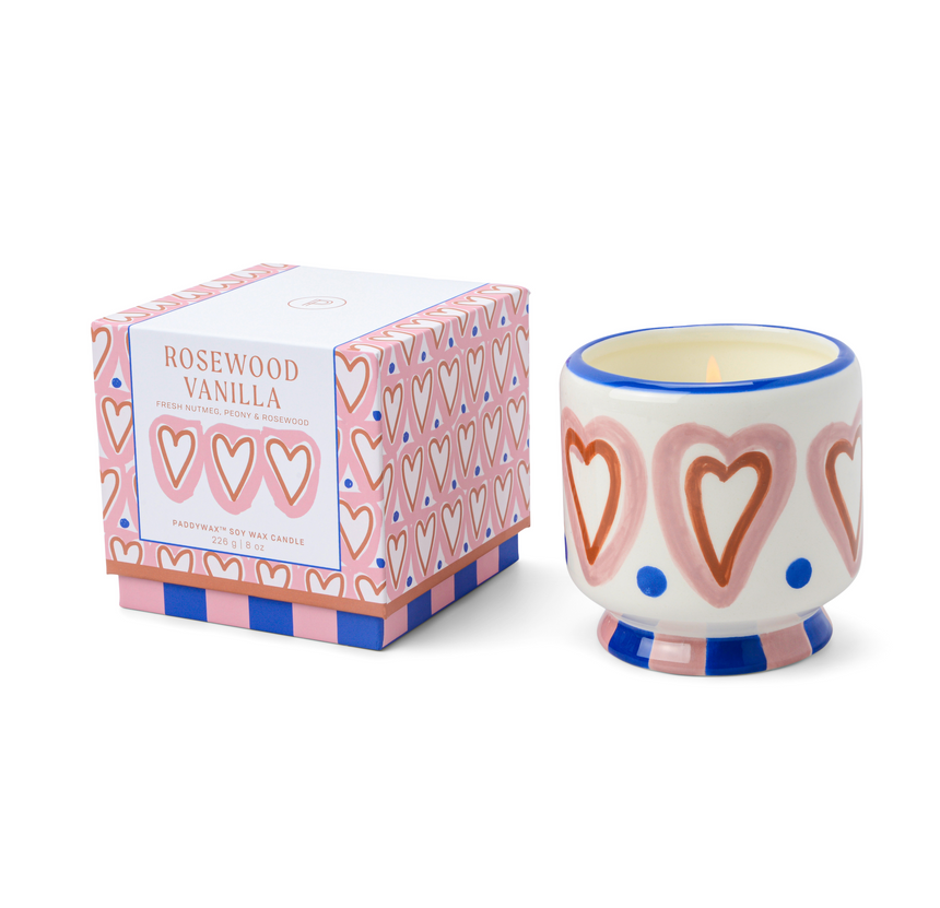 Paddywax A Dopo Hearts Ceramic Scented Candle, Rosewood Vanilla