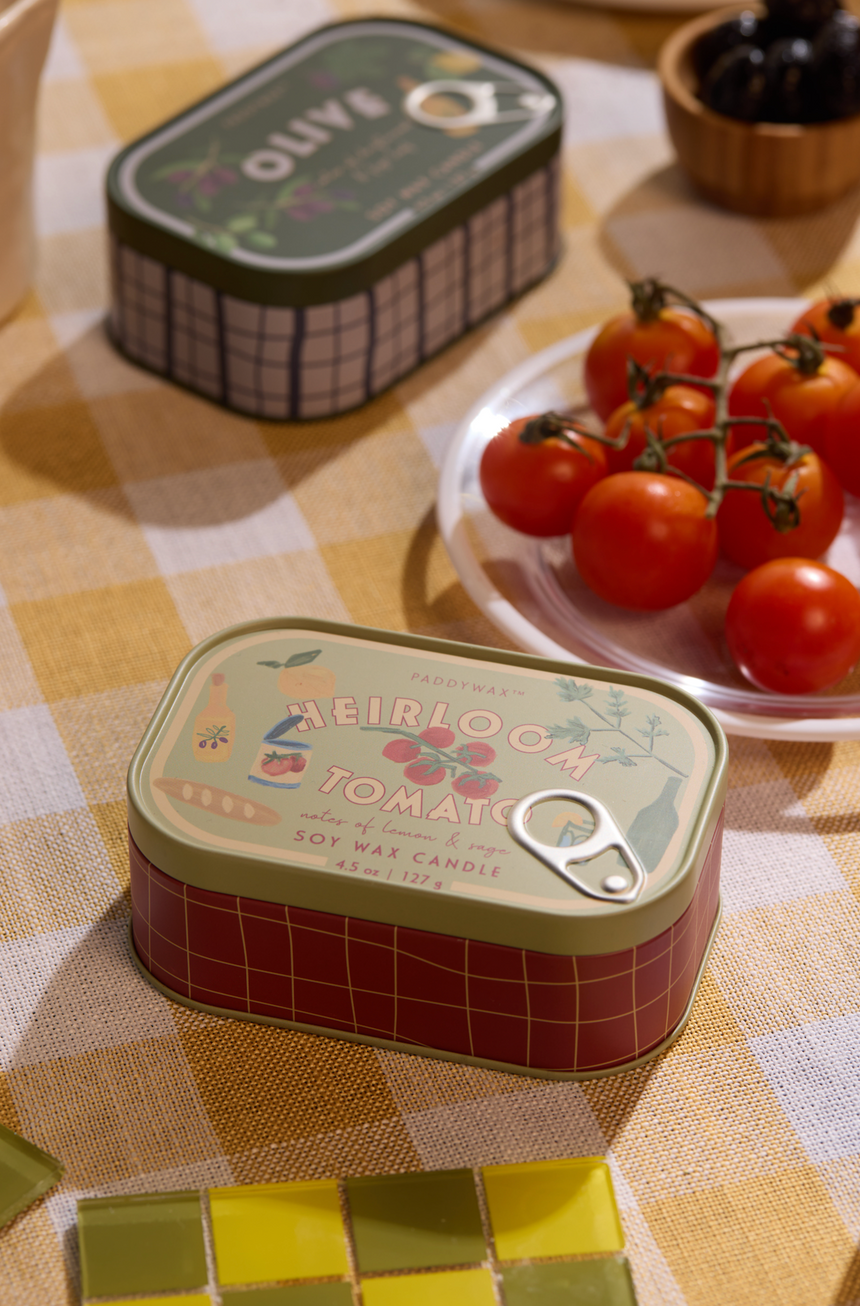 Paddywax Bistro Tomato Tin Scented Candle, Heirloom Tomato