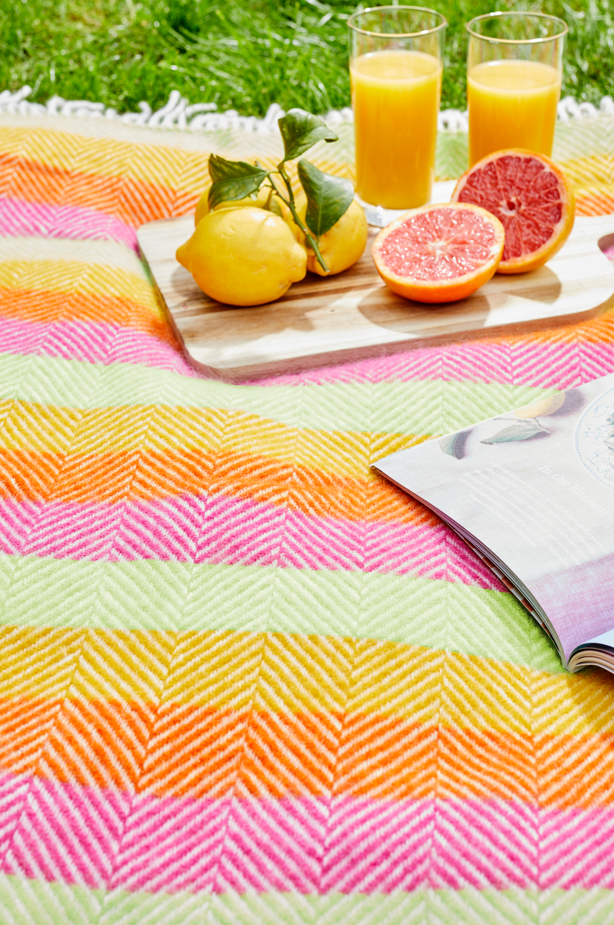 Tweedmill Polo Pure Wool Knitted Picnic Blanket, Refresh Stripes
