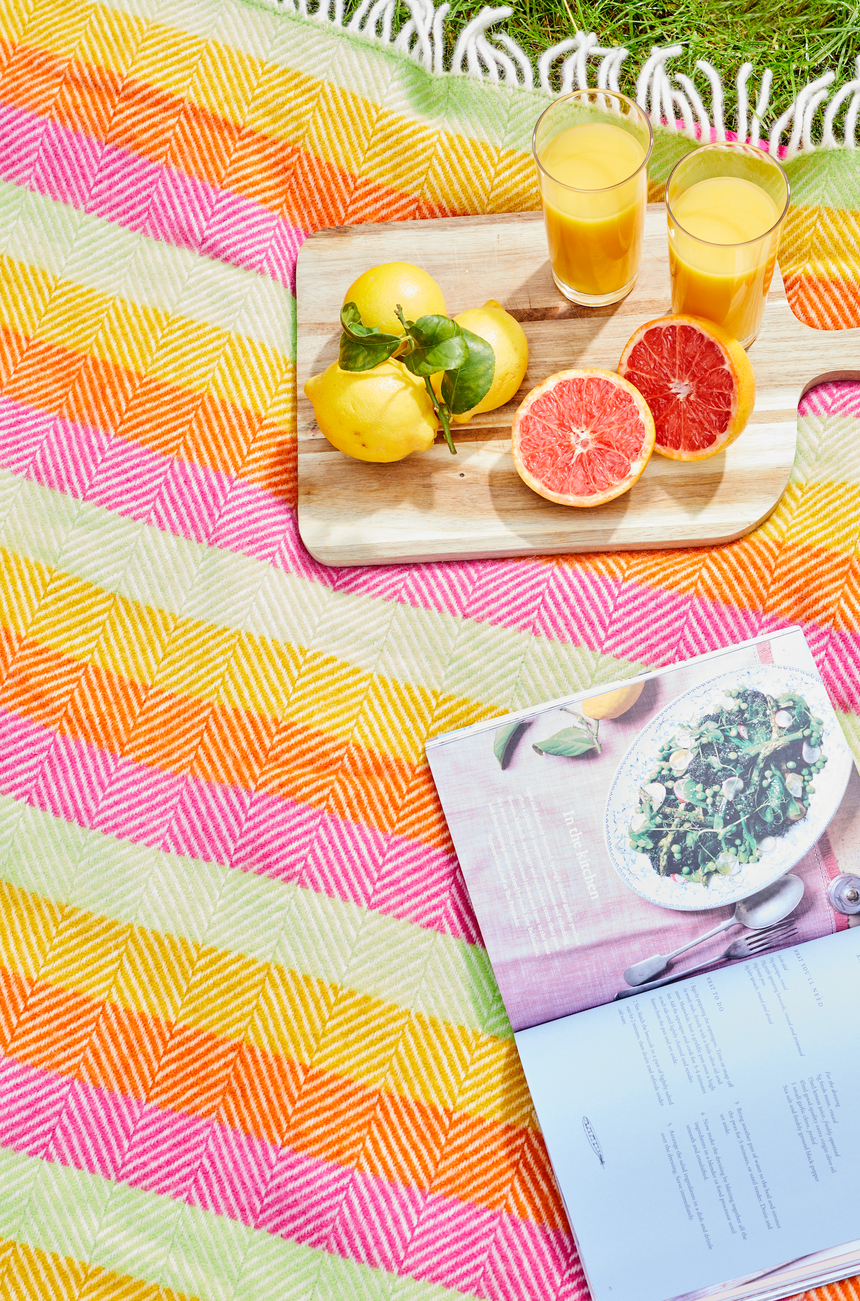 Tweedmill Polo Pure Wool Knitted Picnic Blanket, Refresh Stripes