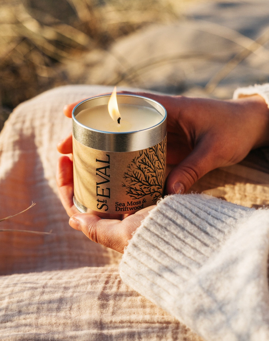 St Eval Sea Moss & Driftwood  Scented Tin Candle
