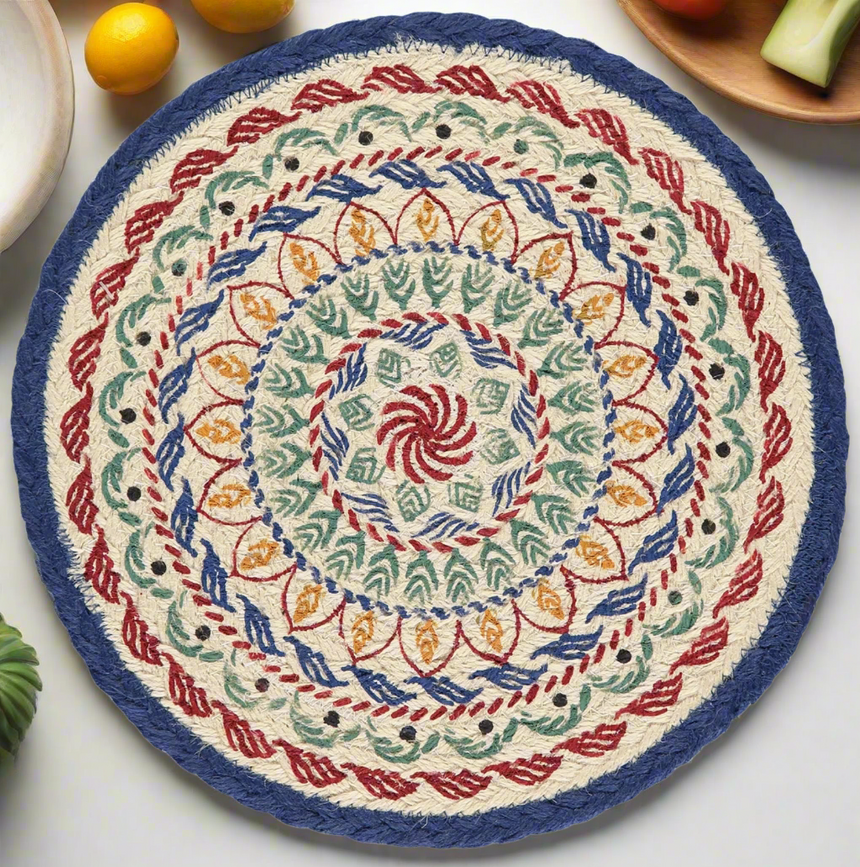 The Braided Rug Company Jute placemats, Kantha (Set Of 6)