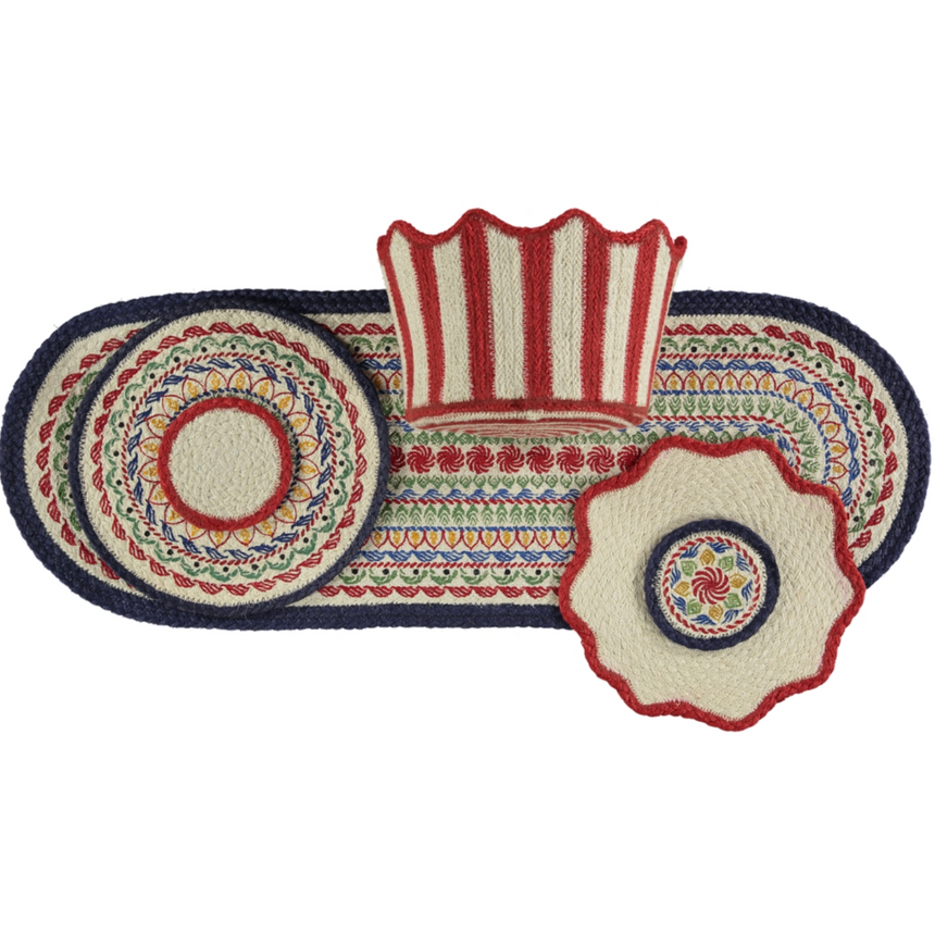 The Braided Rug Company Jute coasters, Kantha (Set Of 6)
