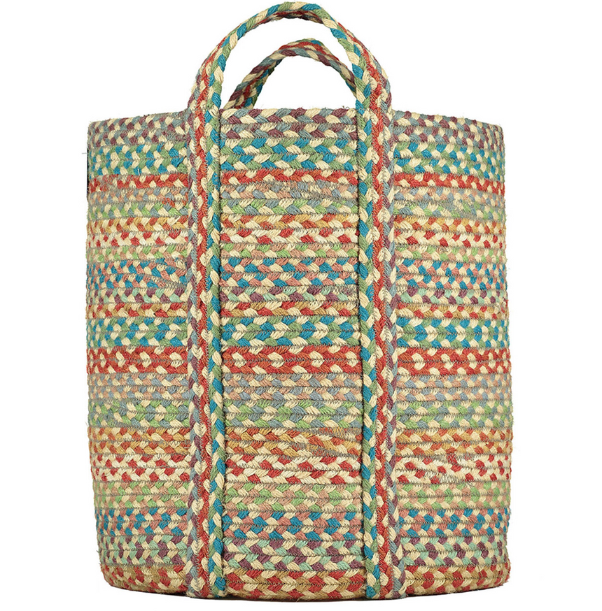 The Braided Rug Company Slouchy Jute Basket, Carnival