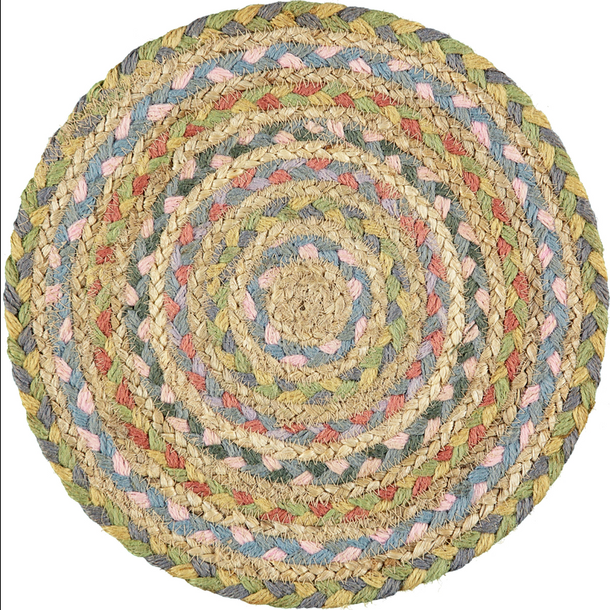 The Braided Rug Company Jute placemats, Pastel Fairisle (Set Of 6)