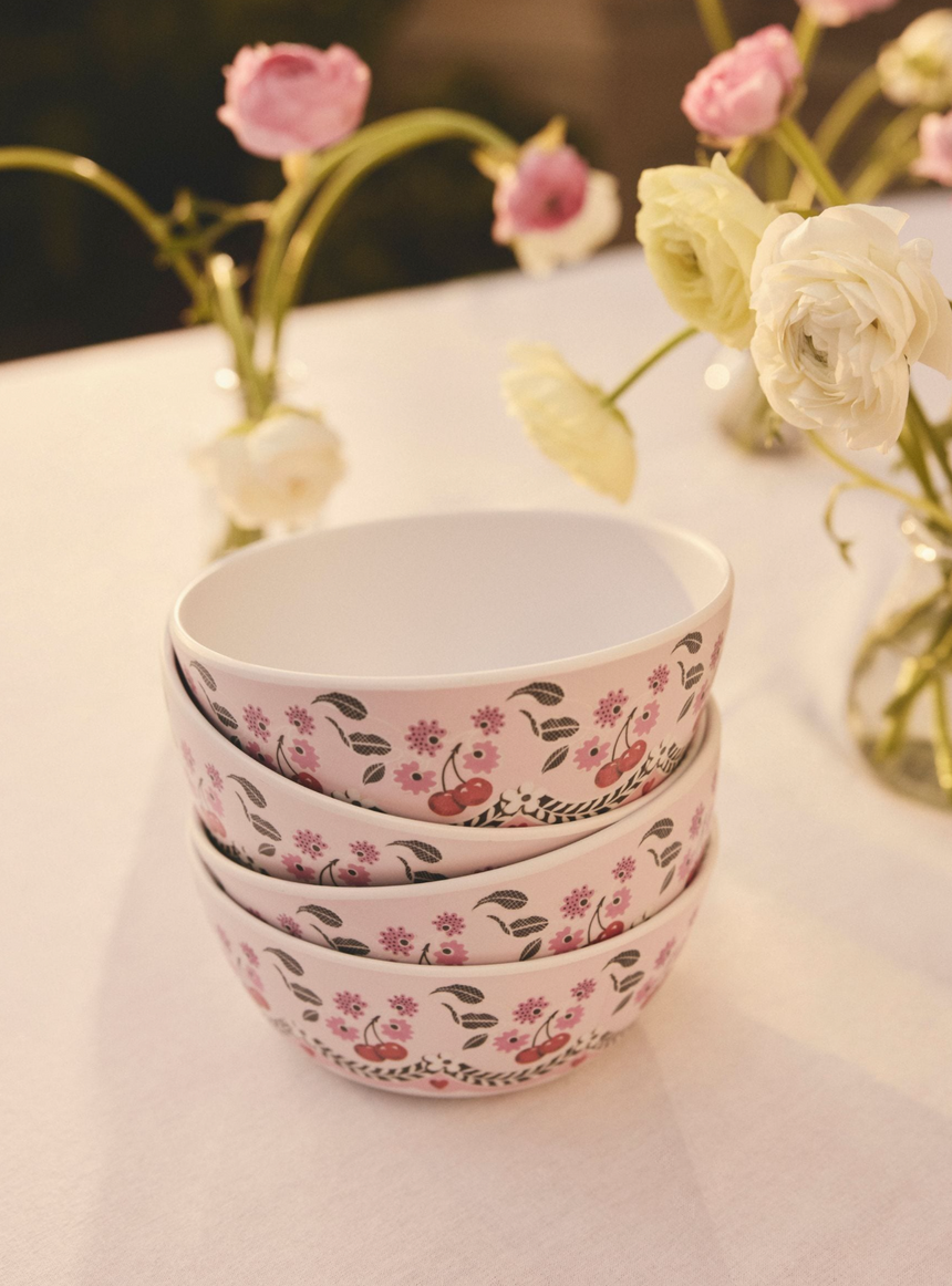 Cath Kidston Cherry Melamine Picnic Bowls (Set Of 4)