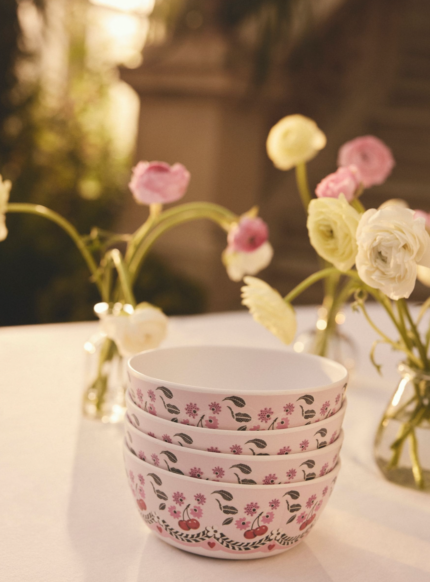 Cath Kidston Cherry Melamine Picnic Bowls (Set Of 4)