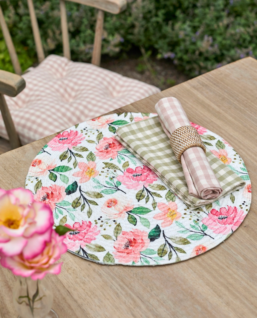 Walton & Co Gingham Cotton Tea Towels, Plaster Pink (Set Of 2)
