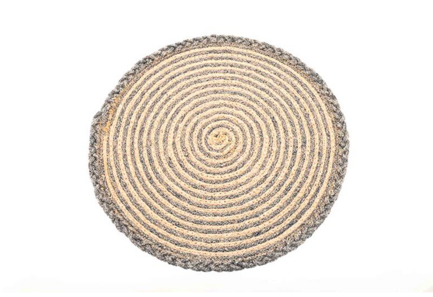 Walton & Co Circular Plaited Jute Placemat, Midnight