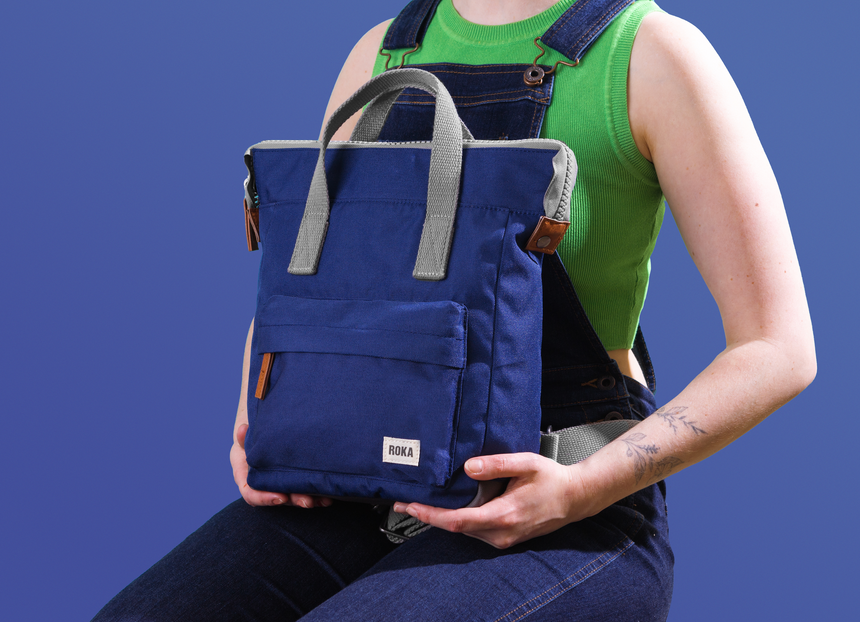 Roka London Bantry B Small Rucksack, Mineral (Sustainable Canvas)