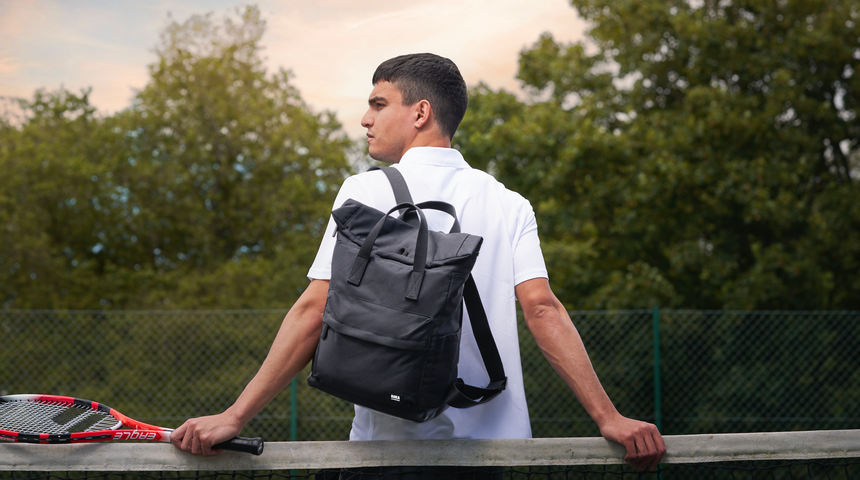 Roka London All Black Canfield B Medium Rucksack, (Sustainable Canvas)