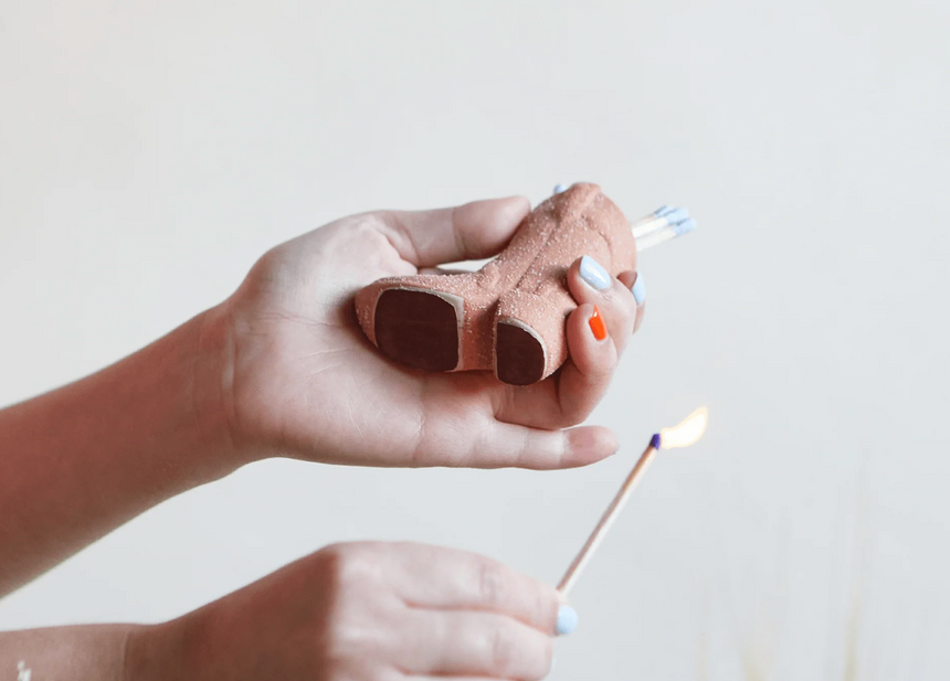 Paddywax Nashville Ceramic Cowboy Boot Match Holder, Pink