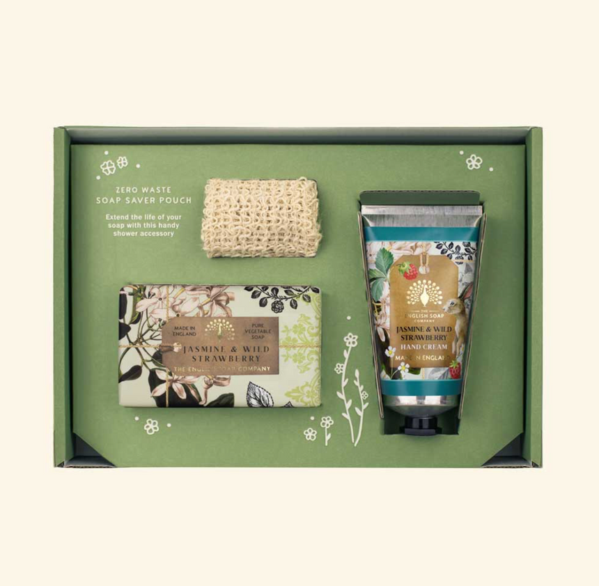 The English Soap Company Anniversary, Jasmine & Wild Strawberry Soap & Hand Cream Gift Set