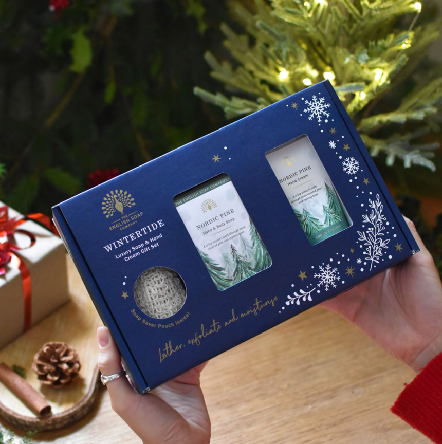 The English Soap Company Wintertide, Nordic pine Luxury Soap & Hand Cream Gift Set