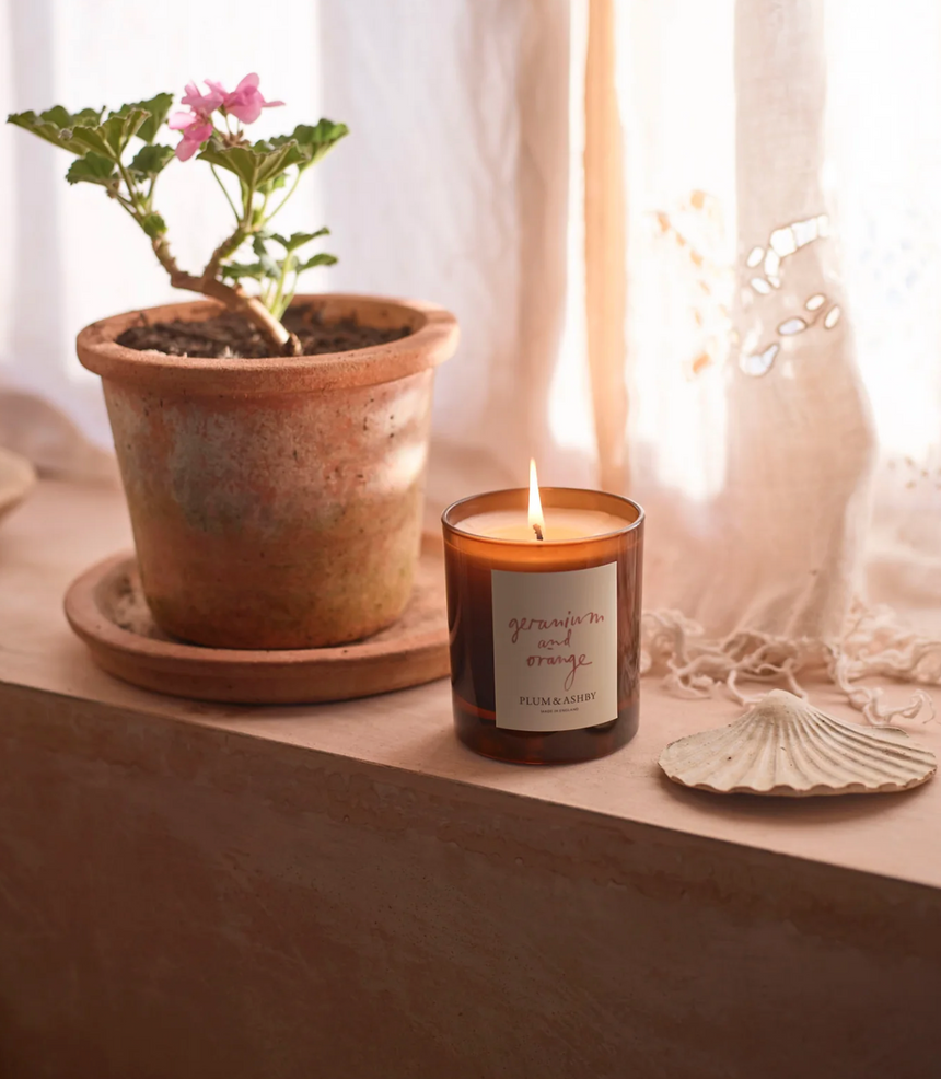 Plum & Ashby Small Scented Candle, Geranium & Orange