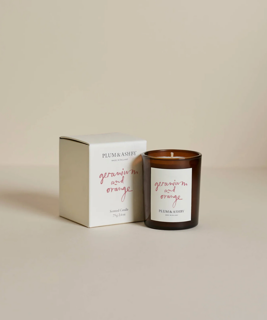 Plum & Ashby Small Scented Candle, Geranium & Orange