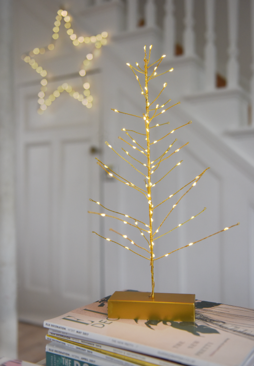 LED Festive Table Tree, Gold
