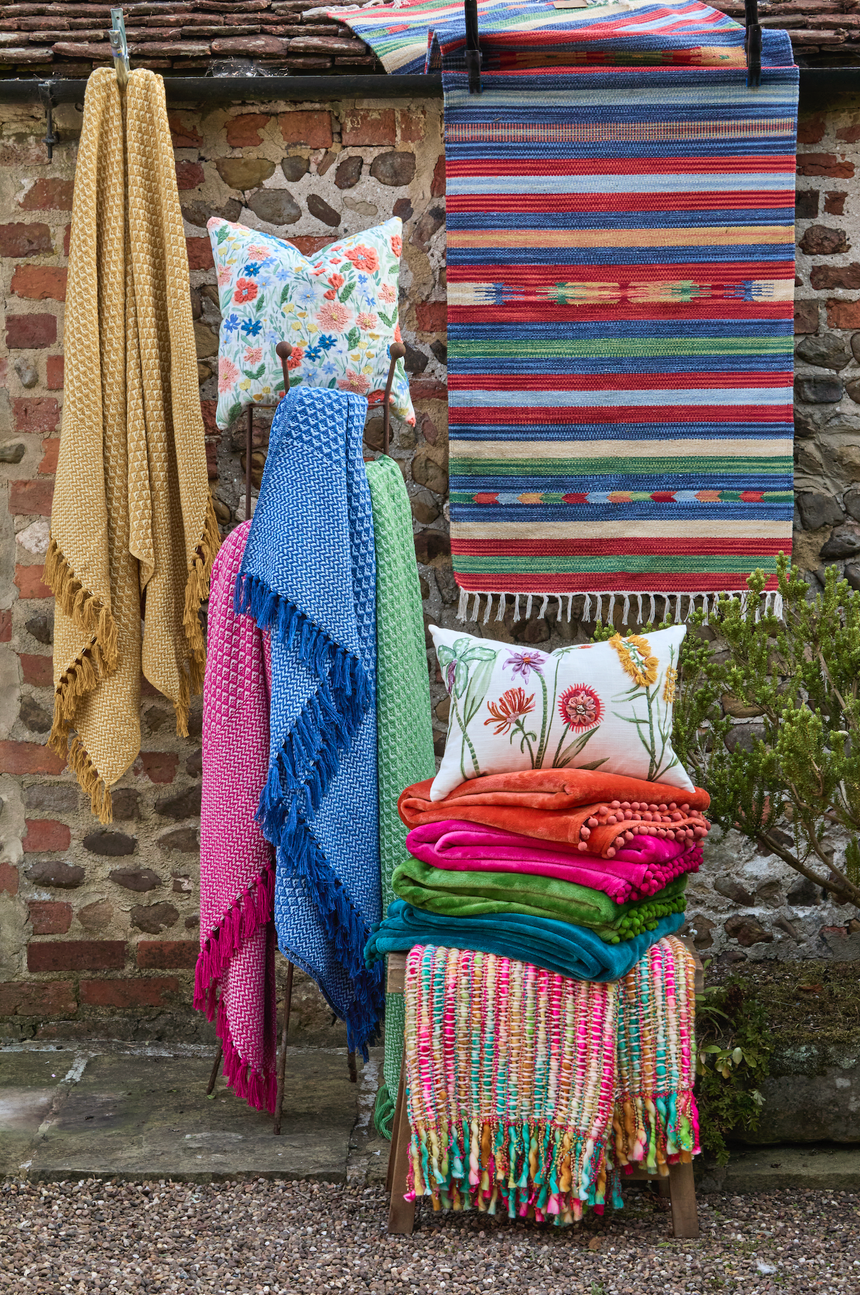 Walton & Co Carnival Recycled Cotton Throw, Green