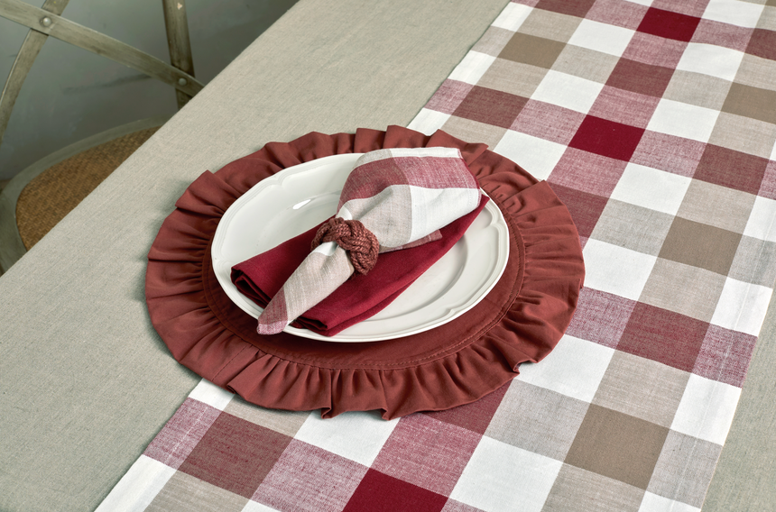 Walton & Co Vermont Tablecloth, Merlot & Mocha
