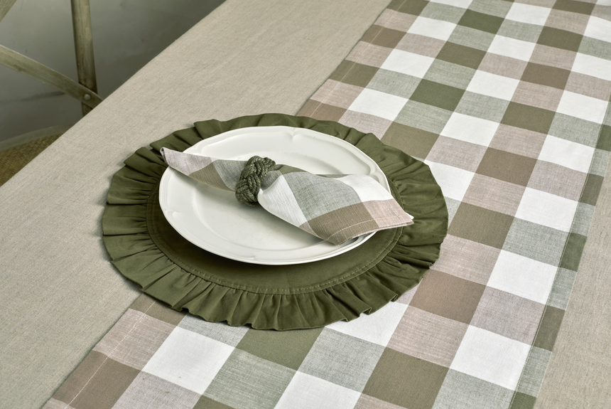 Walton & Co Vermont Napkins Olive & Mocha (set of 4)