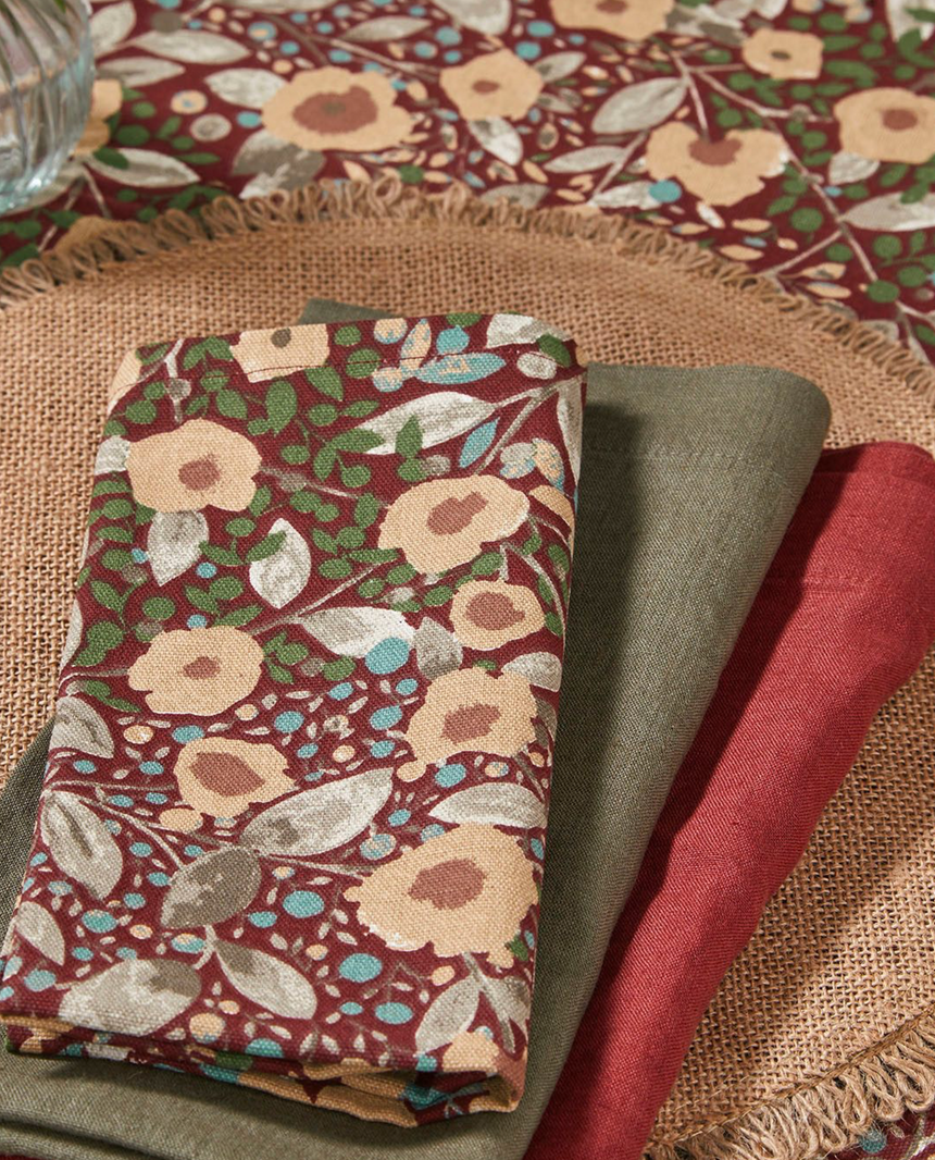 Walton & Co Cotton Napkins, Merlot  (Set Of 4)
