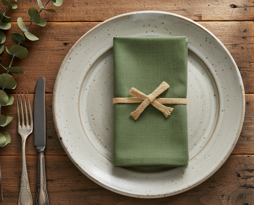 Walton & Co Cotton Napkins, Olive (Set Of 4)