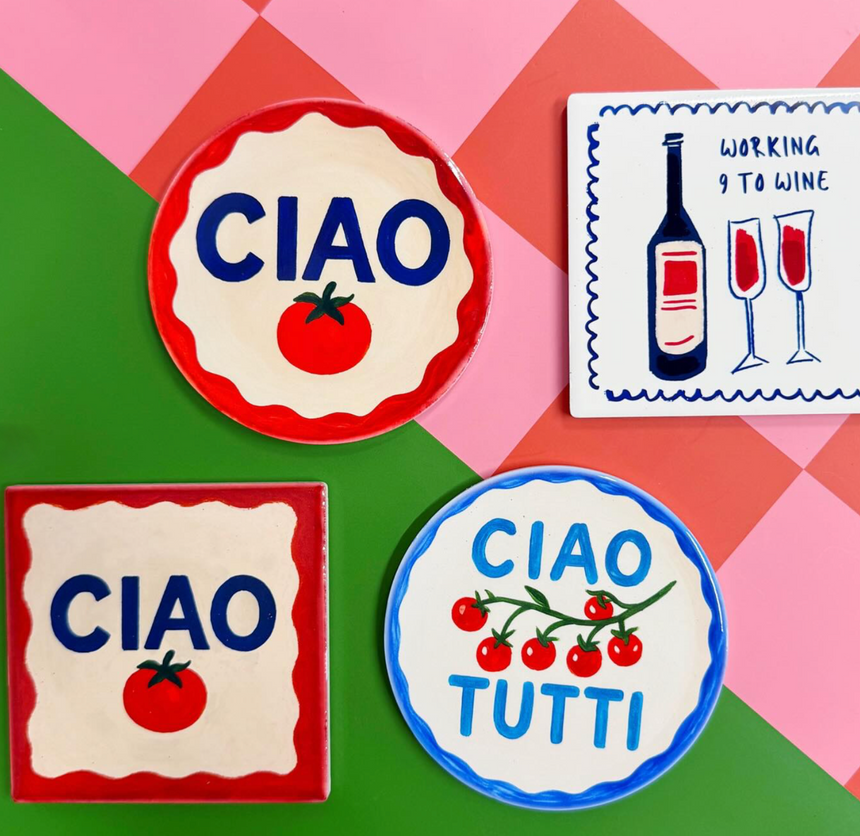 Ciao Tutti Ceramic Dinner Plate By Ms Doodle