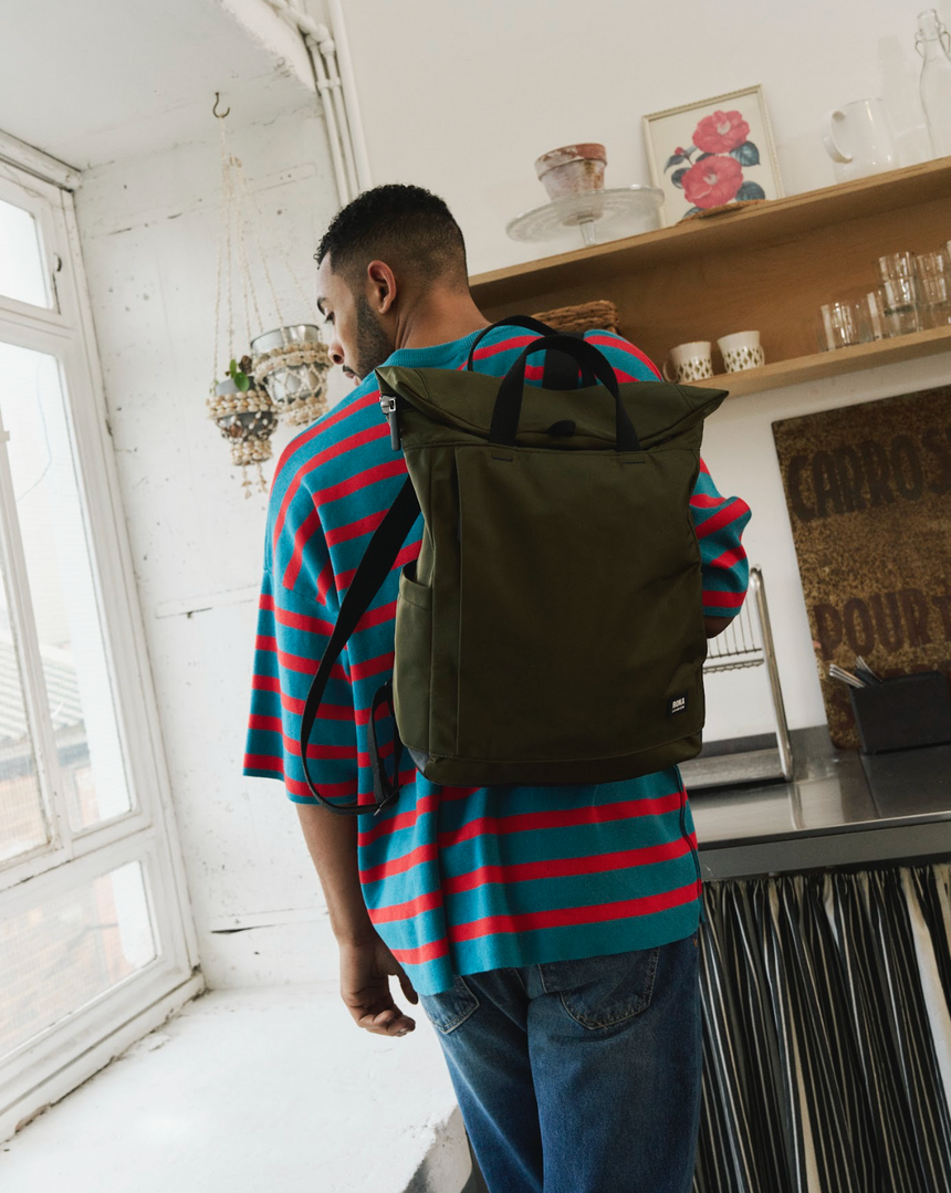 Roka London Black Label, Camden J Rucksack, Military (Sustainable Nylon)