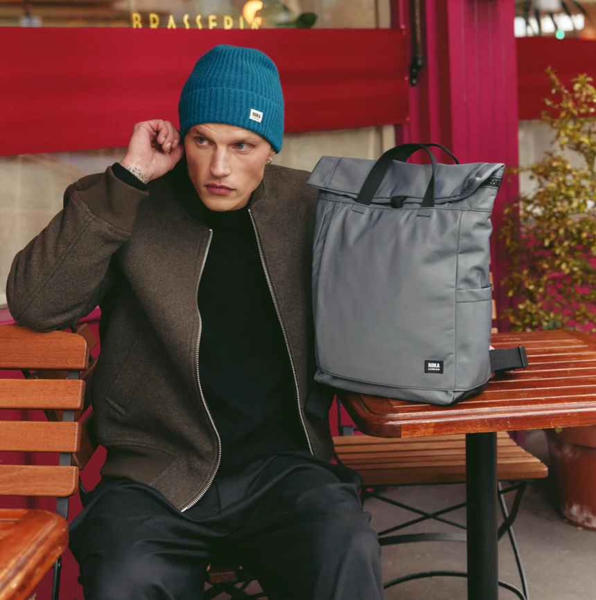 Roka London Black Label, Camden J Rucksack, Smoke (Sustainable Nylon)