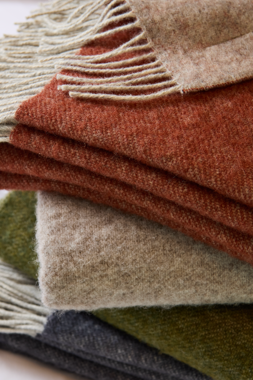 Tweedmill Dartmoor Pure New Wool Reversible Throw, Ketchup